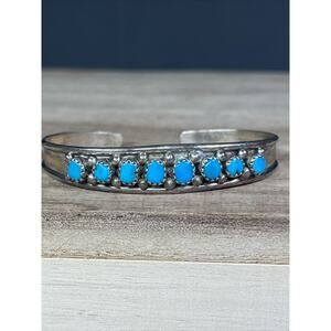 Vintage Eddie Chee Navajo Native American Signed EC Cuff Bracelet Sterling